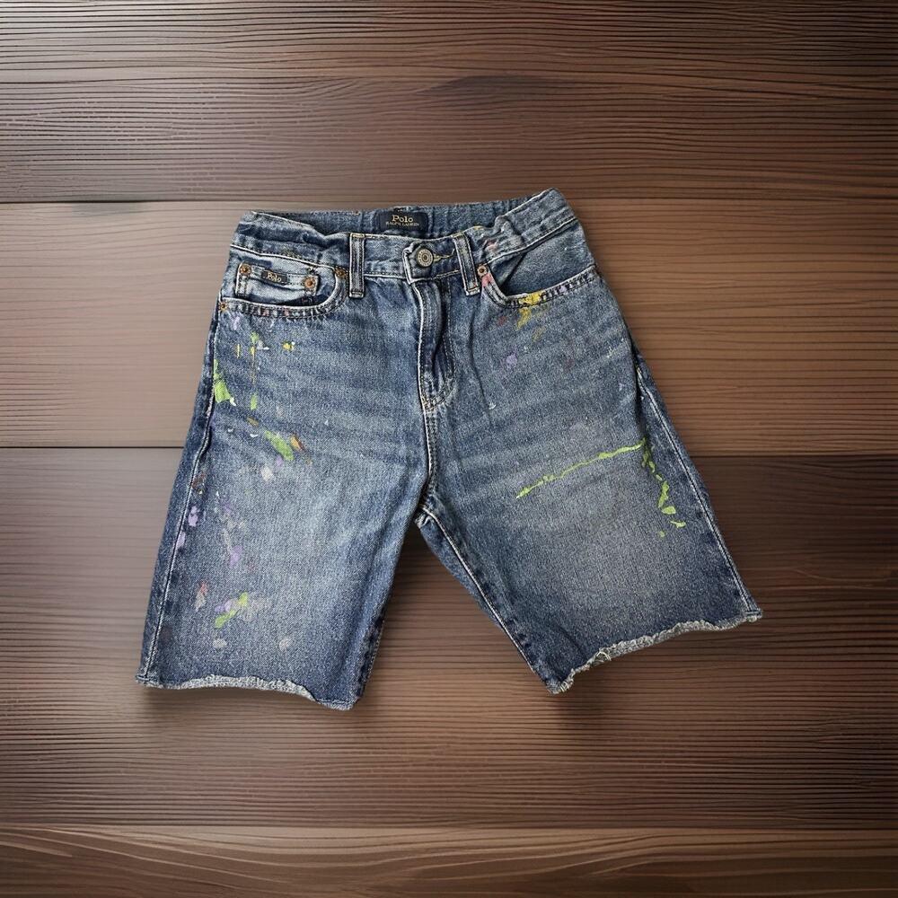 Polo Ralph Lauren Toddler Boys Size 3 Sullivan Slim Paint Splatter Denim Shorts